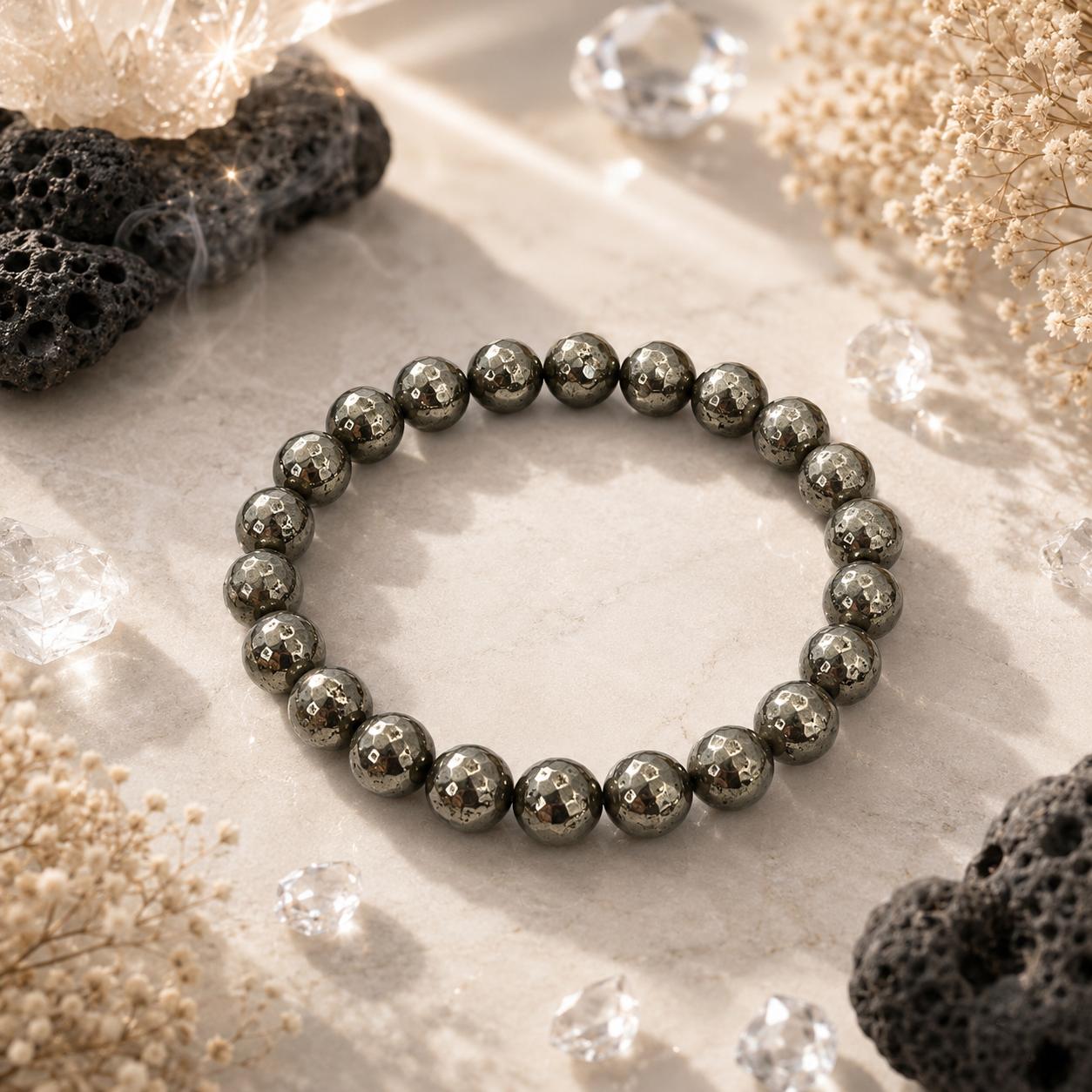 Pyrite Diamond Cut Bracelet in a premium styled product composition