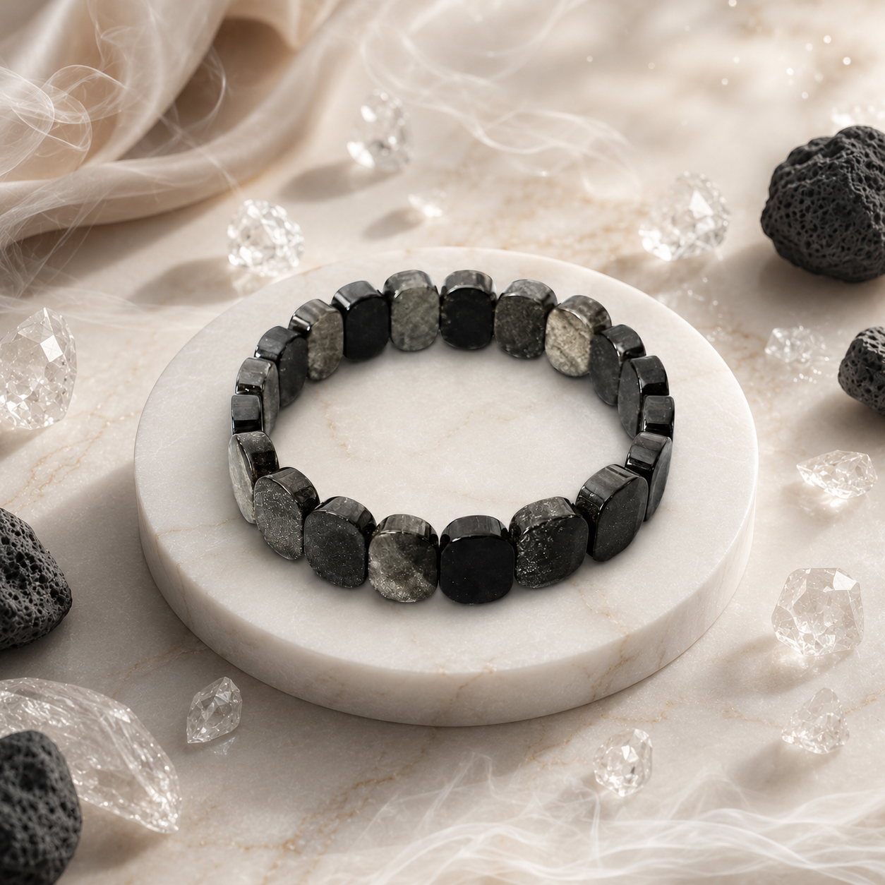 Vintage Obsidian Bracelet in a premium styled product composition