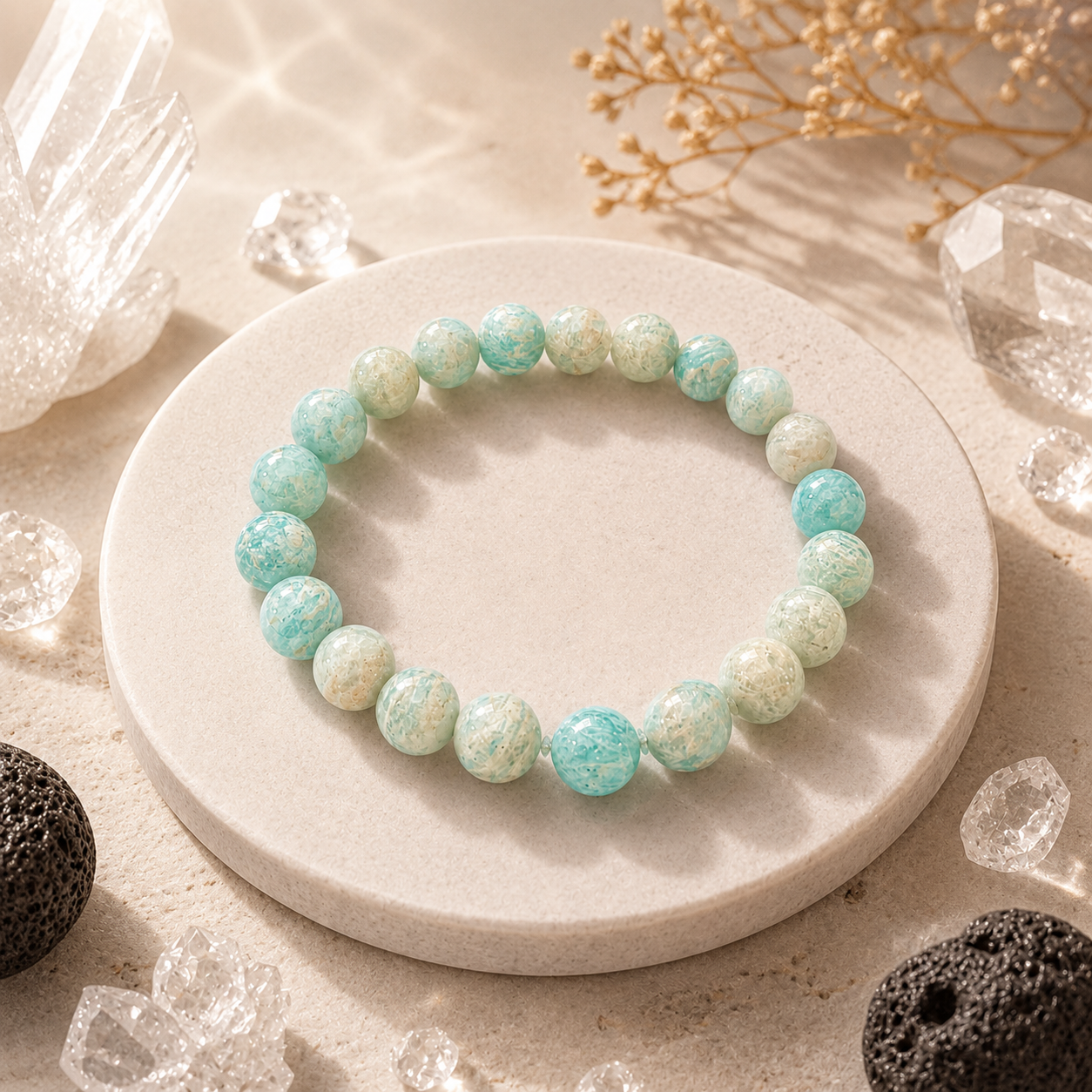 Amazonite Crystal Bracelet in a premium styled product composition