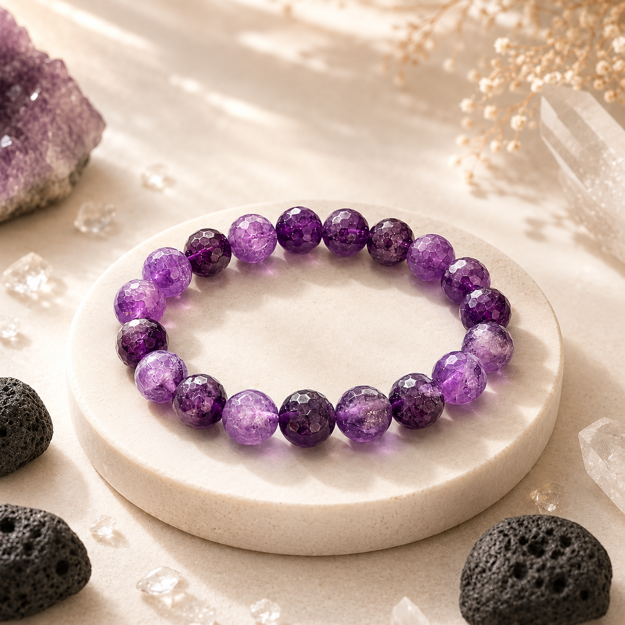 Amethyst Diamond Cut Bracelet in a premium styled product composition