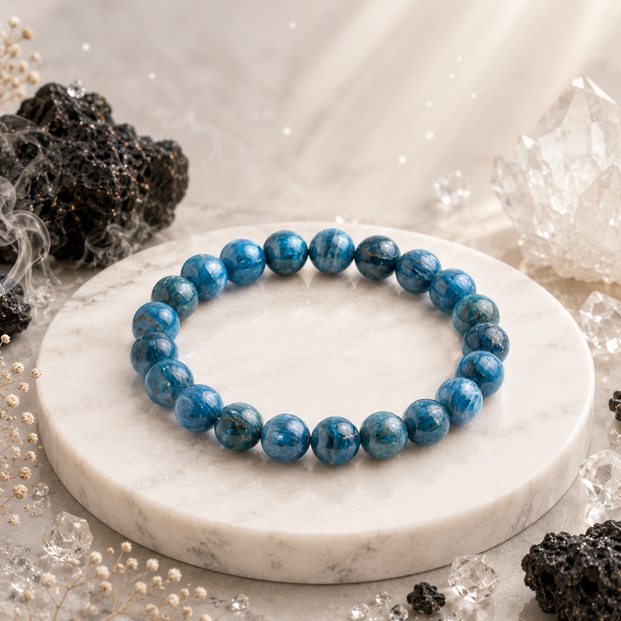 Blue Apatite Bracelet in a premium styled product composition