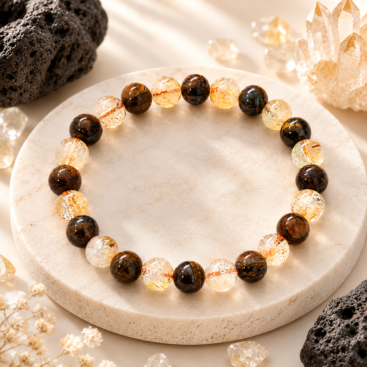 Citrine + Tiger Eye Bracelet in a premium styled product composition