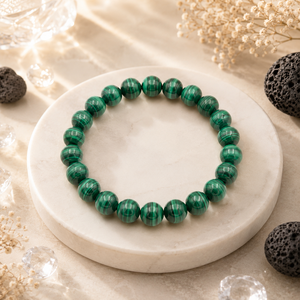 Malachite Bracelet in a premium styled product composition